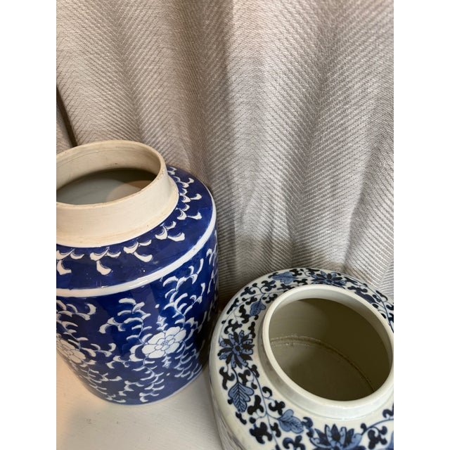 Shabby Chic Blue & White Vase, S/3 For Sale - Image 3 of 8