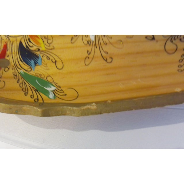 1970s 1970s Tole Painted Mexican Batea Wood Bowl For Sale - Image 5 of 5