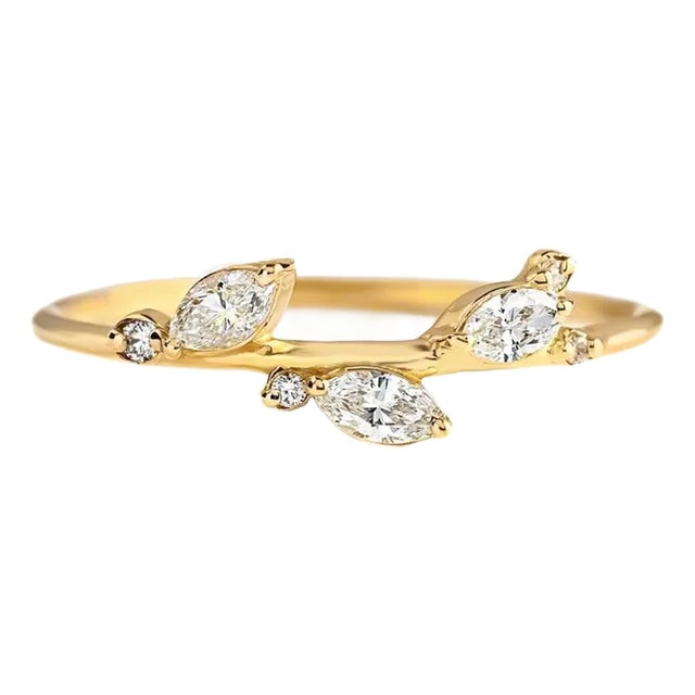 Multi-Cut Moissanite 14k Gold Wedding Band - 5 Us Size For Sale