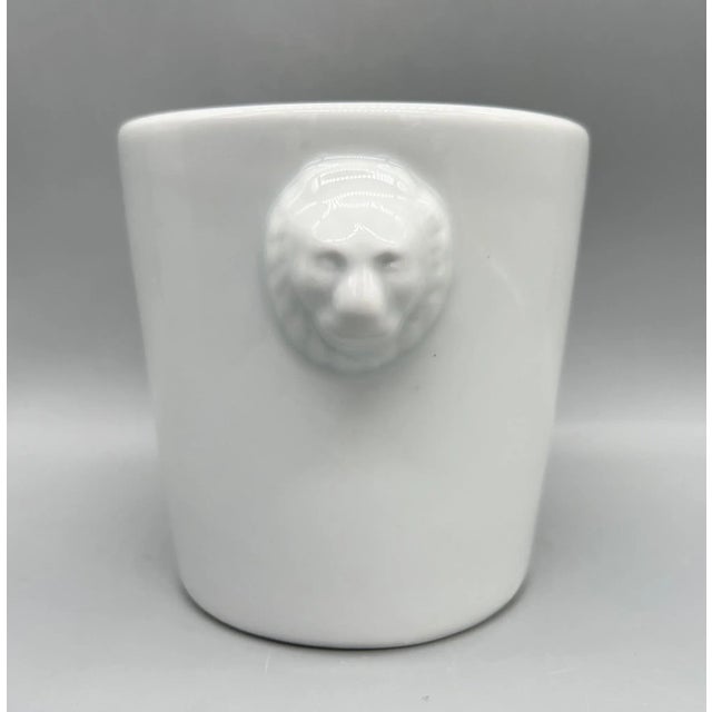 White 20th Century French Limoges White Porcelain Cachepot With Lion Heads For Sale - Image 8 of 9