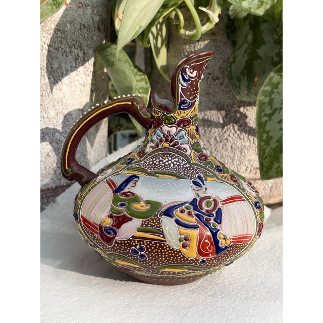 Sky Blue Satsuma Moriage Style Enameled Wine Pitcher For Sale - Image 8 of 8
