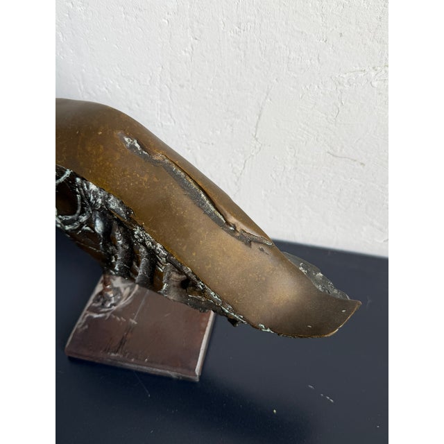 Brazilian Modernist Fossilized Bronze Fish Sculpture on Steel Base by Mário Agostinelli, 1980s For Sale - Image 13 of 14