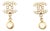 Chanel Vintage Gold Plated CC Pearl Opal Dangle Small Piercing Earrings, A Pair For Sale