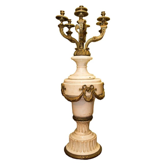 Large Marble and Bronze Six Arm Floor Torchiere For Sale - Image 4 of 4