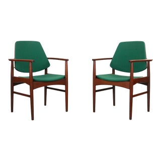 Set of Two (2) Danish Modern Teak Accent Arm Chairs by Arne Hovmand-Olsen, Denmark For Sale