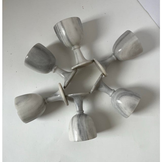 Vintage Gray Marble Sake Liquor Cordial Set Tray and Glasses Set- 8 Pieces For Sale - Image 9 of 10