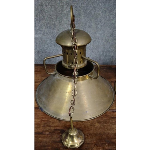 Antique Marine Suspension Lamps in Gilt Brass, 1890s-1910s, Set of 2 For Sale - Image 6 of 11