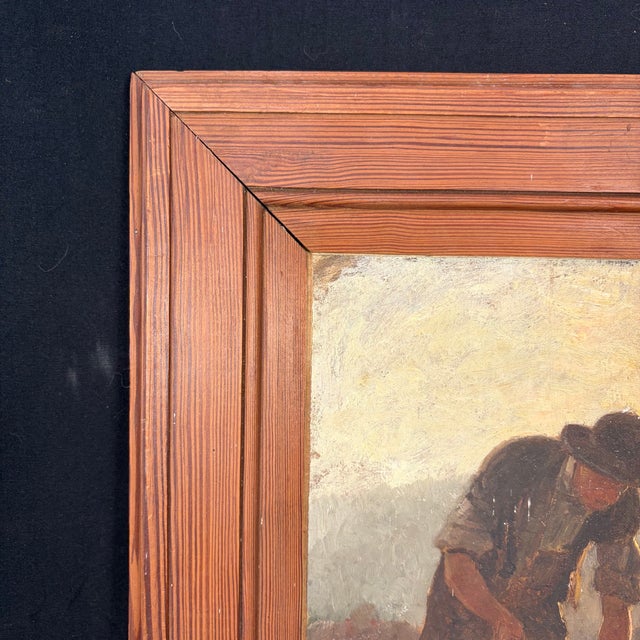 1900 - 1909 1902 French Oil Painting of a Vineyard Worker With a Hotte À Vendange (Wine Harvester) For Sale - Image 5 of 7