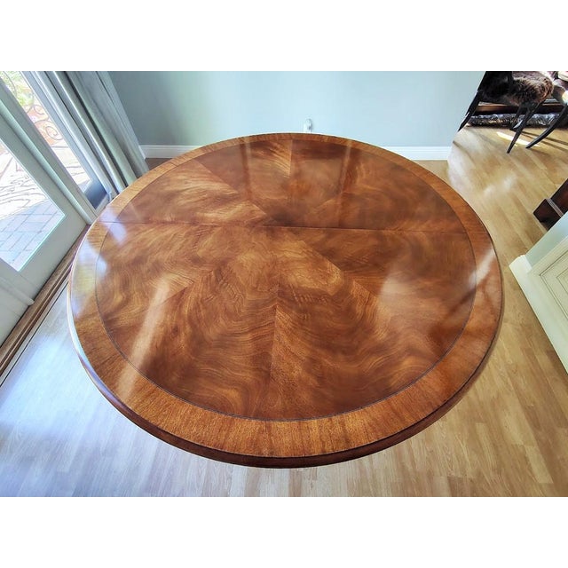 1990s Large Mahogany Dining Table With Inlaid Bands by Henredon For Sale - Image 9 of 11