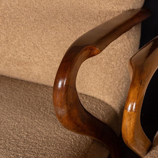 20th Century Italian Sofa and Armchairs in Toffee Bouclé by Paulo Buffa, 1950s, Set of 3 For Sale - Image 14 of 18