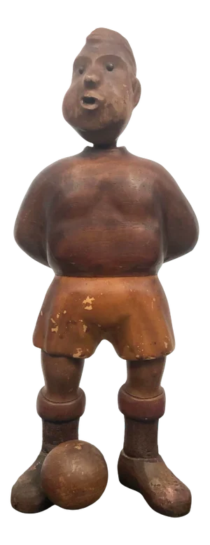 Hand Carved Original Sculpture of a Soccer Player