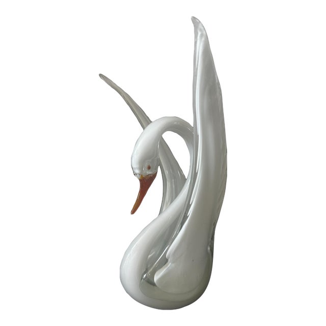 Rare Vintage Seguso Murano Glass Swan Sculpture – Mid-Century Italian Glass Art For Sale