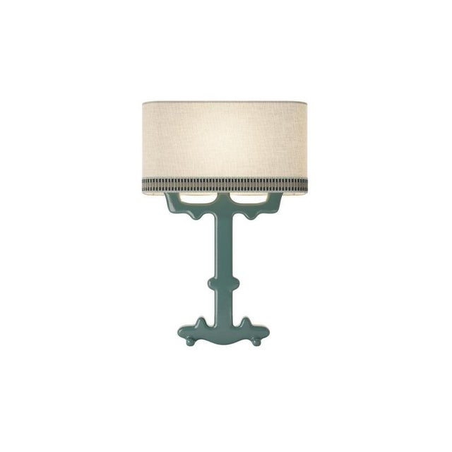 Contemporary Alba Table Lamp in Ceramic and Linen with Samuel & Sons Trimming by Popus Editions For Sale - Image 3 of 11