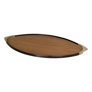 Mid-Century Modern Italian Brass and Black Wood Tray from MB Italia, 1950s For Sale