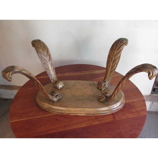 Brown Mid Century Italian Wooden Bench With Baroque Style Legs For Sale - Image 8 of 8