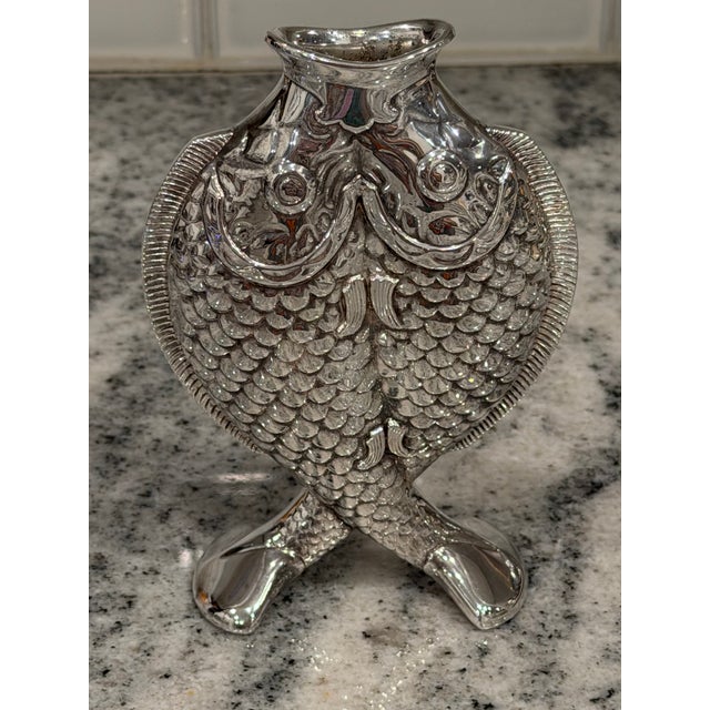 Vintage Christofle Deux Poissons Silver-Plated Fish Vase, After Émile Reiber For Sale - Image 15 of 17