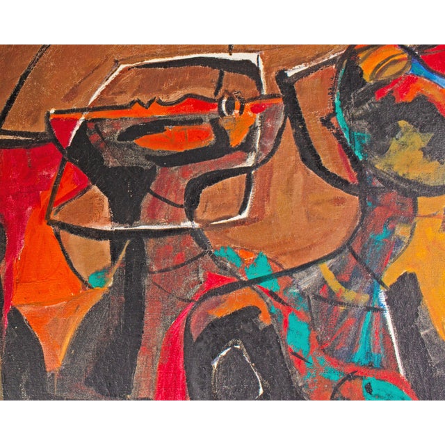 Abstract Oil on Canvas Painting of Adam and Eve by Luigi Fumagalli For Sale - Image 4 of 7