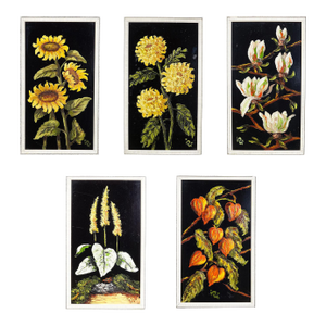 A Set of Five Vintage Flower Still Live Paintings
