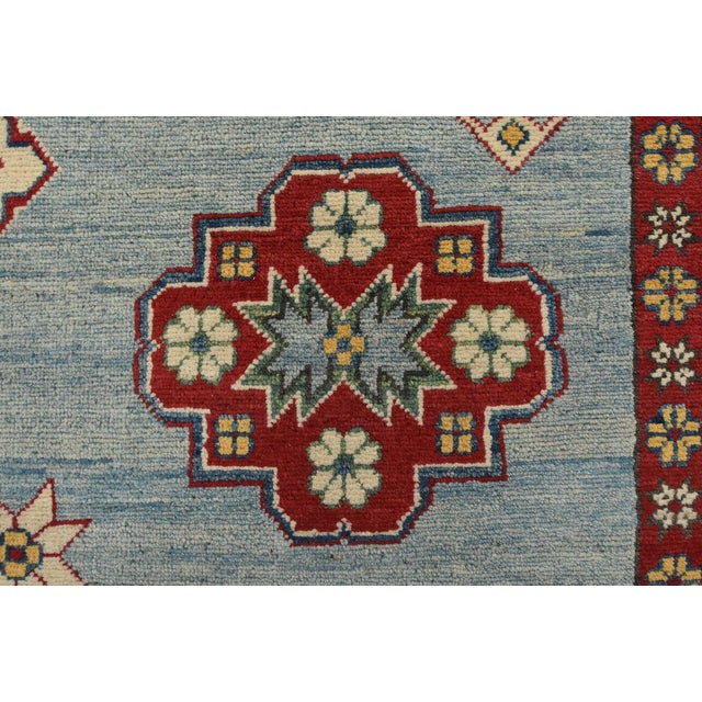 Kazak Rug 10’1” X 13’6” Blue Wool Tribal Hand-Knotted Oriental Carpet For Sale - Image 11 of 15