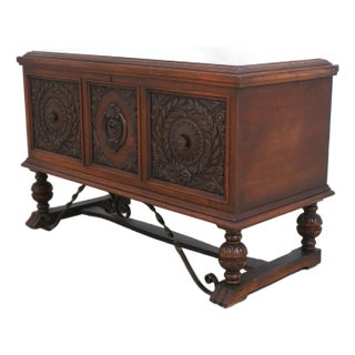 Vintage C.1930s Carved Walnut Blanket Chest For Sale