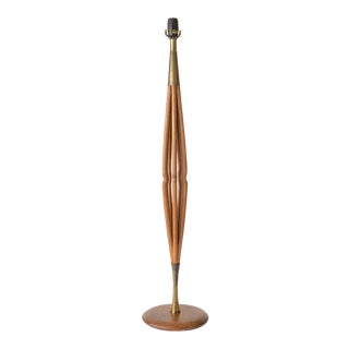 Danish Modern Sculpted Teak Wood Floor Lamp For Sale