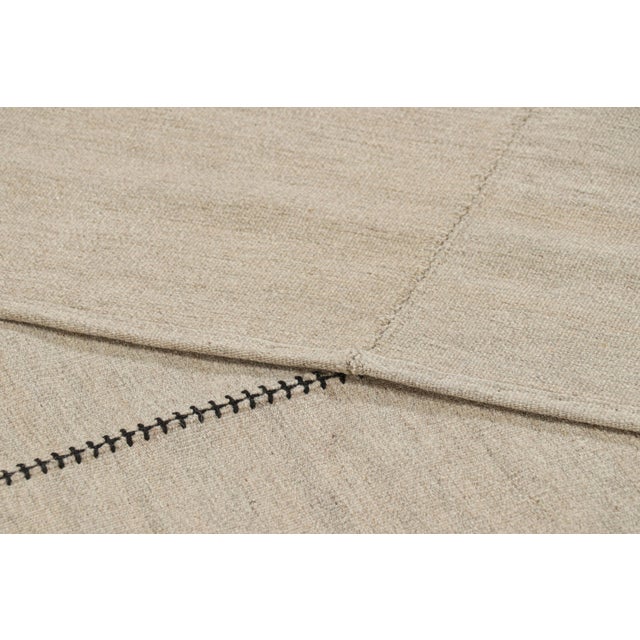 Textile Rug & Kilim’s Contemporary Kilim, Beige With Black Stripes, Off-White Accents For Sale - Image 7 of 7