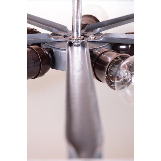 Silver Bauhaus Pendant in Chrome and Glass by J. Hurka for Napako, Czech, 1920s For Sale - Image 8 of 13