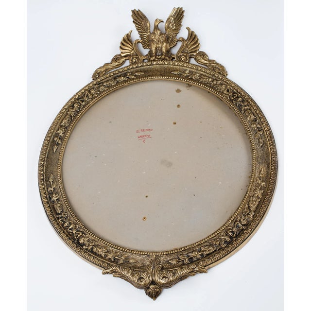 Mid-century vintage wall frame features figural birds finial, ornate throughout flower & leaf motifs. Spain, circa 1940....