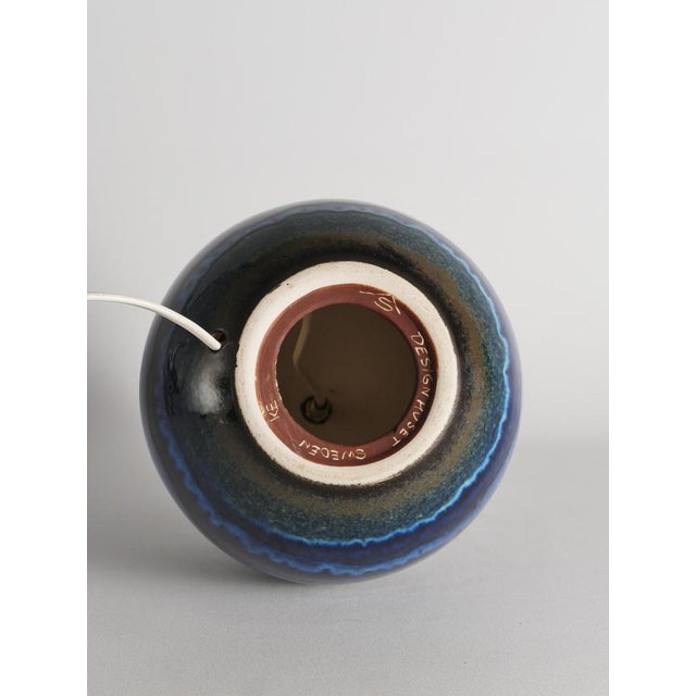 Blue Stoneware Table Lamp by Carl-Harry Stålhane, Sweden, 1970s For Sale - Image 11 of 16
