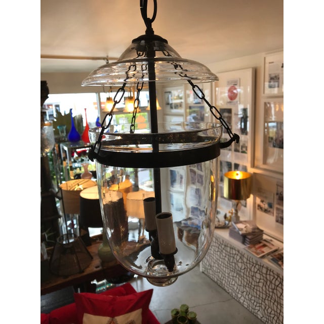 Antique Electrified Blown Glass Hanging Lantern For Sale - Image 9 of 11