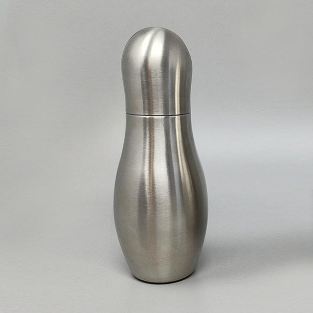 1970s gorgeous "bowling" cocktail shaker with ice bucket tauma by guzzini. Made in italy. Signed on the bottom. The design...