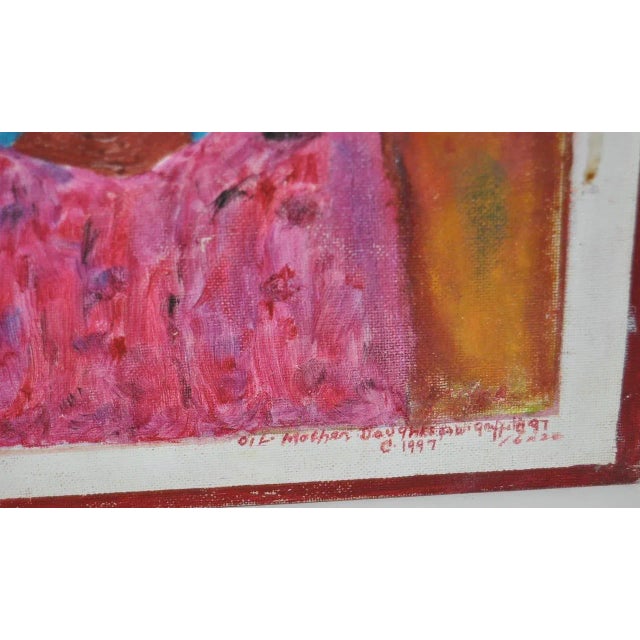 Wilbert Griffith "Mother & Daughter" Outsider Folk Art Painting For Sale - Image 5 of 9