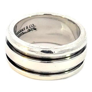 Tiffany & Co Estate Atlas Groove Ring Size 6 Silver 9 mm, Size 6 For Sale