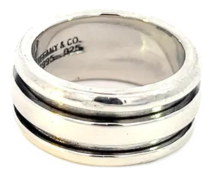 Tiffany & Co Estate Atlas Groove Ring Size 6 Silver 9 mm, Size 6
