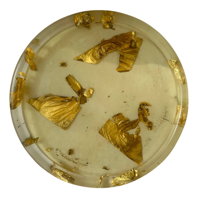 Vintage Resin and Suspended Gold Leaf Tray by Martha Sturdy For Sale