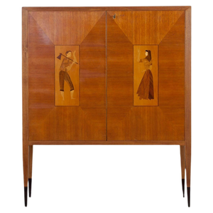 Bar Cabinet with Wood Inlays, Italy, 1950s