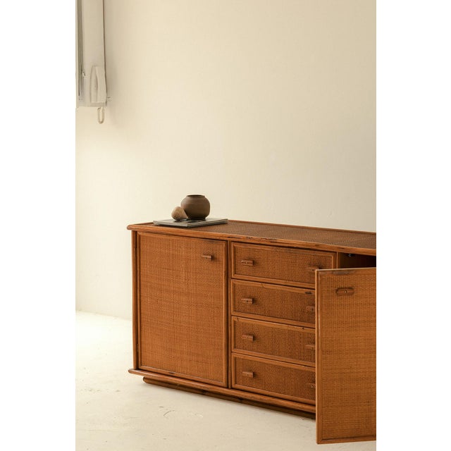 Vintage Rattan and Bamboo Sideboard, Italy, 1970s For Sale - Image 4 of 18