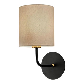 Satin Black With Brushed Brass Wall Light With Shade For Sale