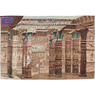 Vintage Tapestry With Scene of Egyptian Architecture and Columns For Sale