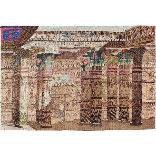 Vintage Tapestry With Scene of Egyptian Architecture and Columns For Sale