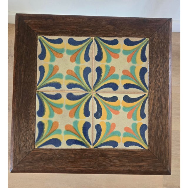 Wood Rare Taylor Tile Side Table | Antique California Arts & Crafts | Antique Oak For Sale - Image 7 of 10