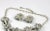 Silver 1950s Grey "Pearl" and Black Necklace and Earrings For Sale - Image 8 of 9