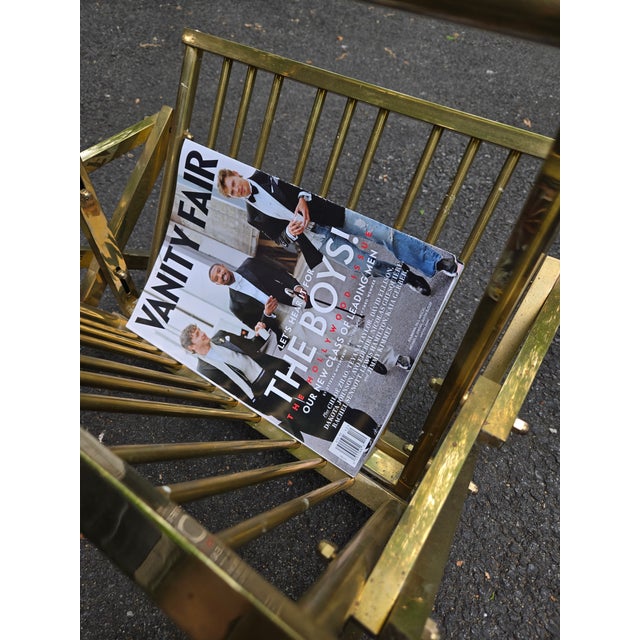 Brass 1970s Elegant Hollywood Regency Brass Magazine Rack For Sale - Image 8 of 8