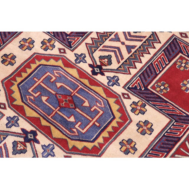 Shabby Chic Shabby Chic Tribal Shirwan Red/Beige Wool Rug - 4'7''x6'2'' For Sale - Image 3 of 10