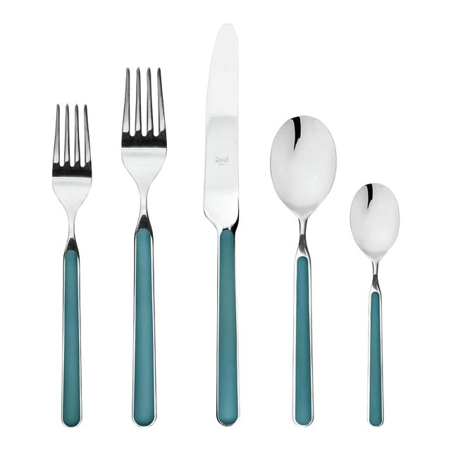 Mepra Fantasia 20-Piece Flatware Set, Petroleum Blue For Sale