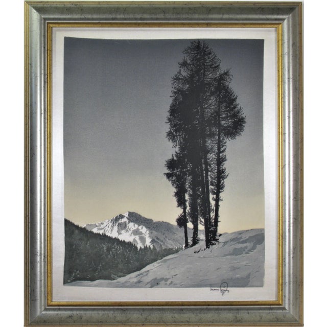 Printmaking Materials Hans Figura, Winter Landscape, Circa 1950 For Sale - Image 7 of 7