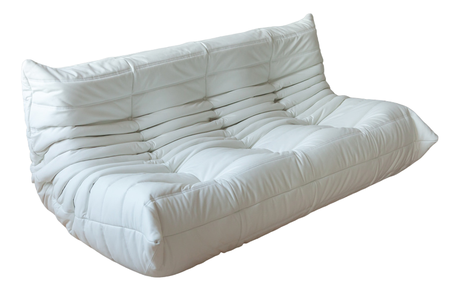 White Leather Togo 3-Seater Sofa by Michel Ducaroy for Ligne Roset