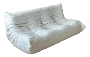 White Leather Togo 3-Seater Sofa by Michel Ducaroy for Ligne Roset