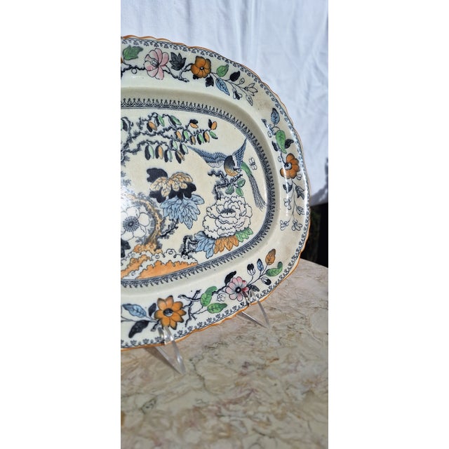 Navy Blue Antique Ashworth Brothers Hanley England 13" Serving Platter For Sale - Image 8 of 11