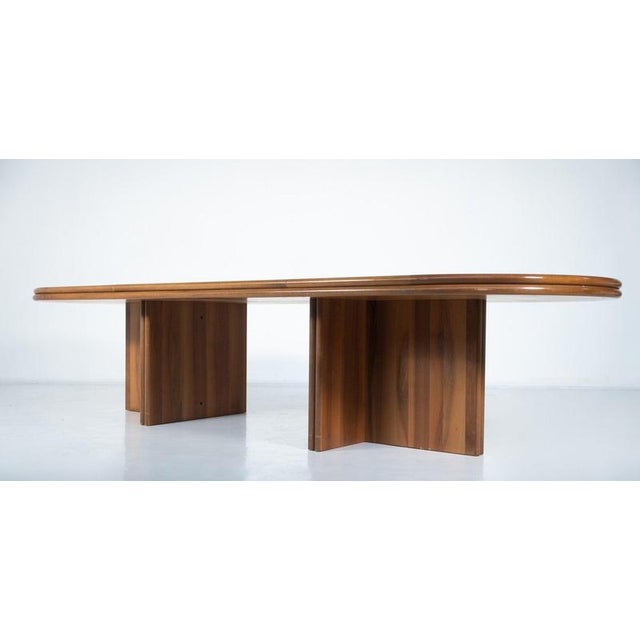 Large Mid-Century Modern Dinning Table in Wood, Italy, 1970s For Sale - Image 6 of 12